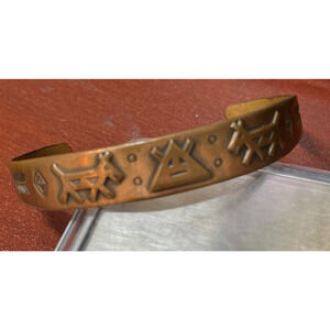 Vintage Copper By Bell Native American Tribal Style Cuff Bangle Bracelet